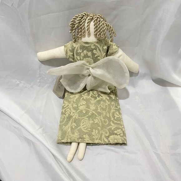 Vintage Woof & Poof 2000 Angel Green Tapestry Brocade Dress 18 In With Paper Tag - Picture 6 of 10